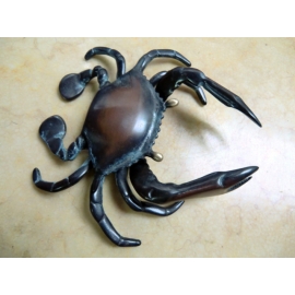 y13741銅雕系列- 銅雕動物 銅雕兩用桌飾-毛蟹